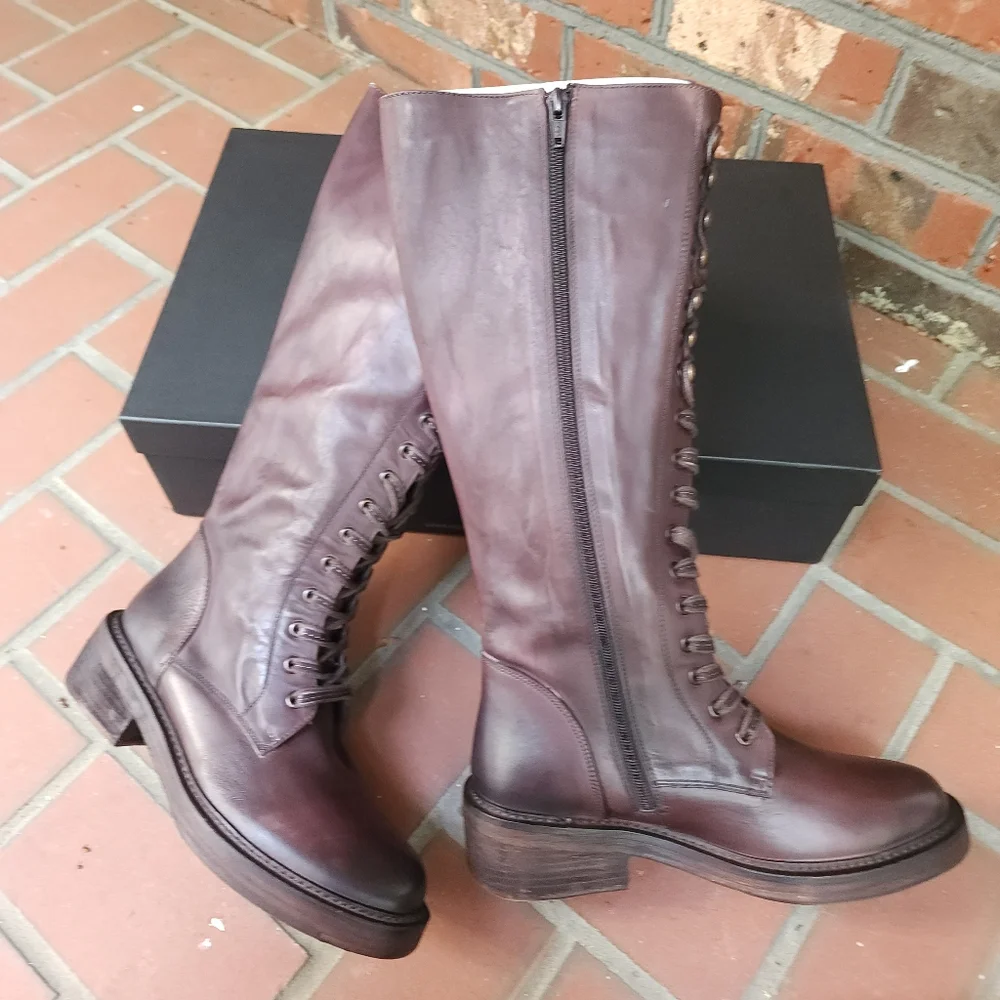 Vintage Foundry Distressed Riding Boots Brick Brown - Picture 3 of 16